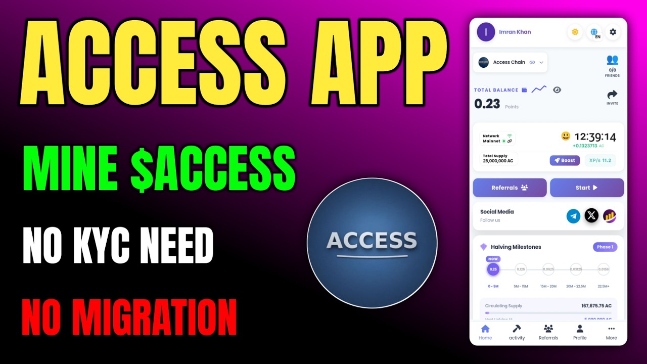 🚀 Access Network Mining App FULL Guide ⚡ No KYC