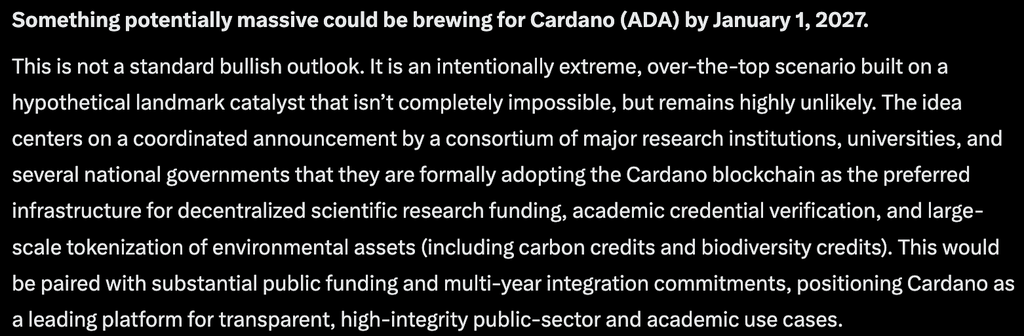 If a landmark catalyst lands for Cardano (ADA), ChatGPT AI predicts that the Charles Hoskinson led project could make a huge move by 2027